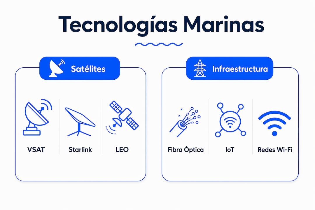 Comparativa visual de las principales tecnologías digitales aplicadas al ámbito marino