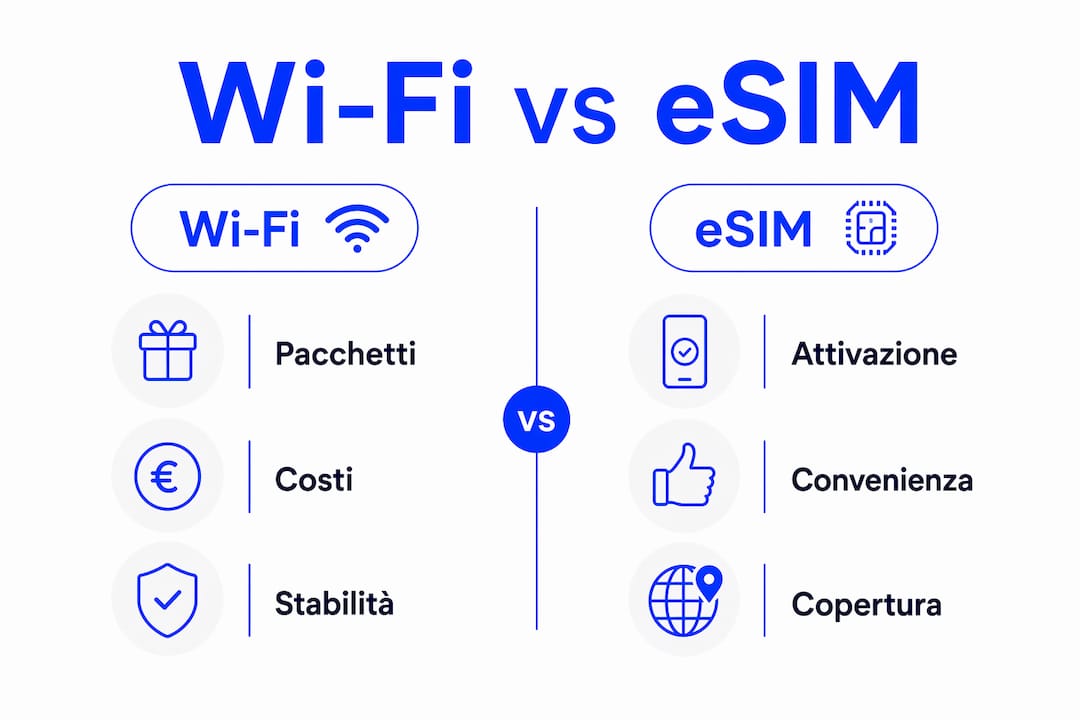 Infografica: confronto tra Wi-Fi ed eSIM per lo streaming