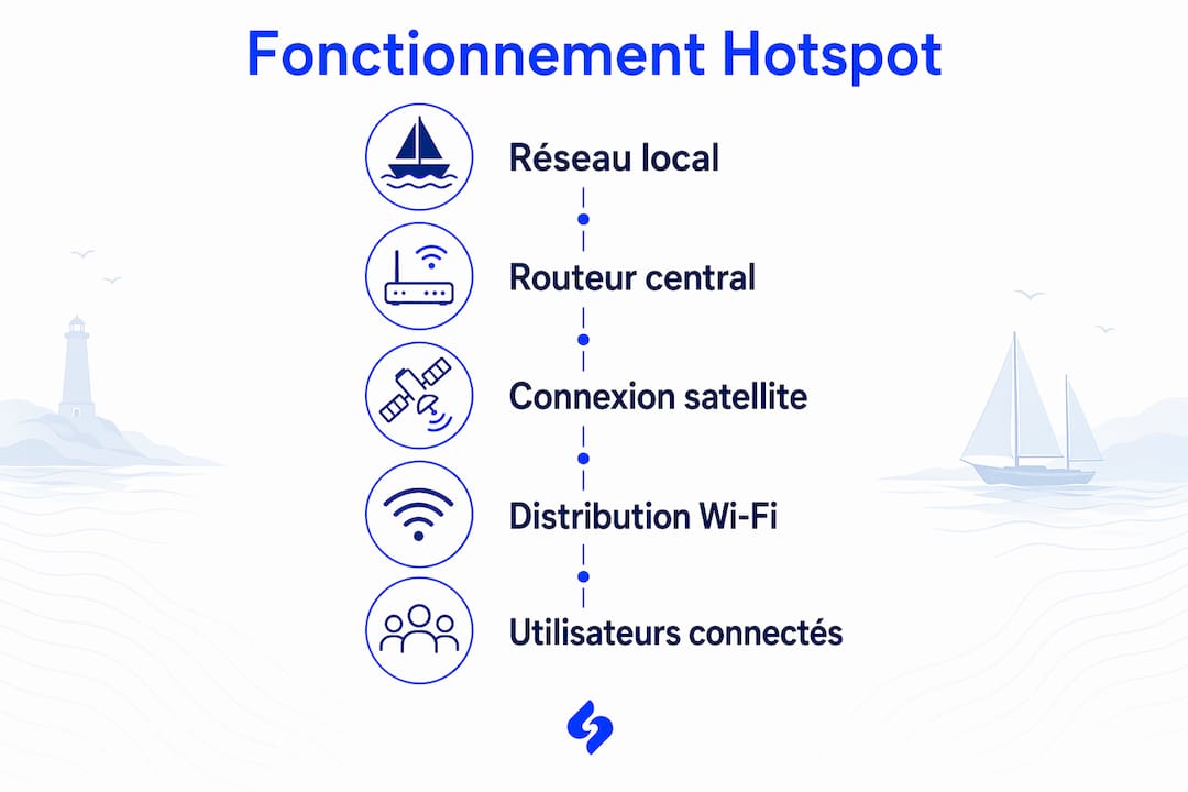 Schéma explicatif sur le principe de fonctionnement d’un hotspot mobile