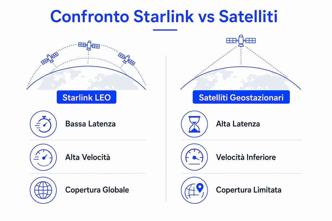 Infografica: Starlink a confronto con i satelliti tradizionali