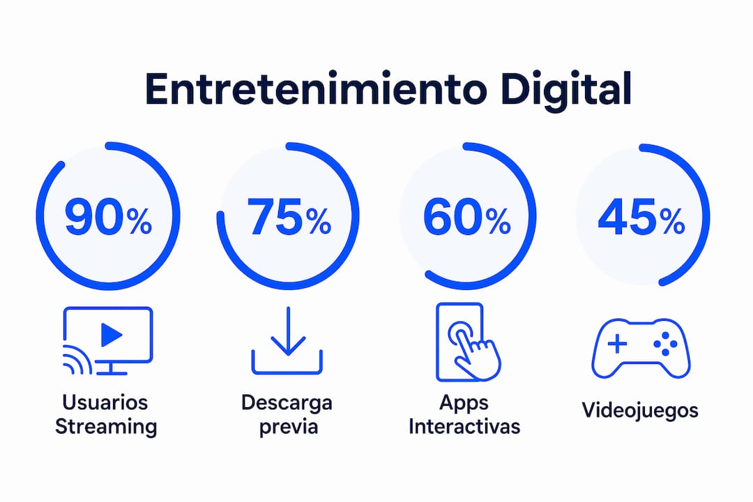 Visual con datos destacados sobre cómo el entretenimiento digital acompaña a los viajeros