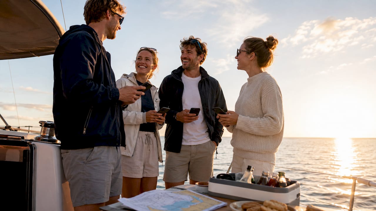 Die Crew tauscht sich an Bord über digitale Kanäle aus.