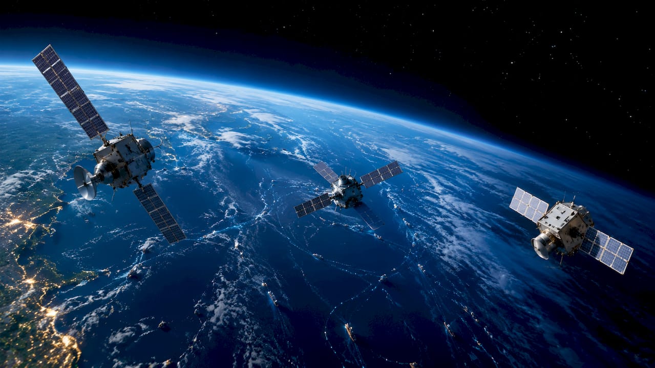 Satellites orbiting Earth for maritime communication