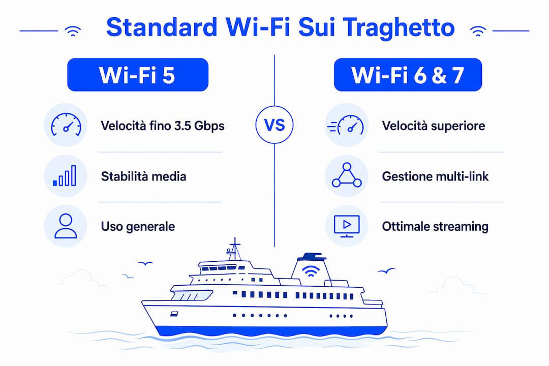 Infografica: le differenze tra Wi-Fi 5, Wi-Fi 6 e Wi-Fi 7 a confronto