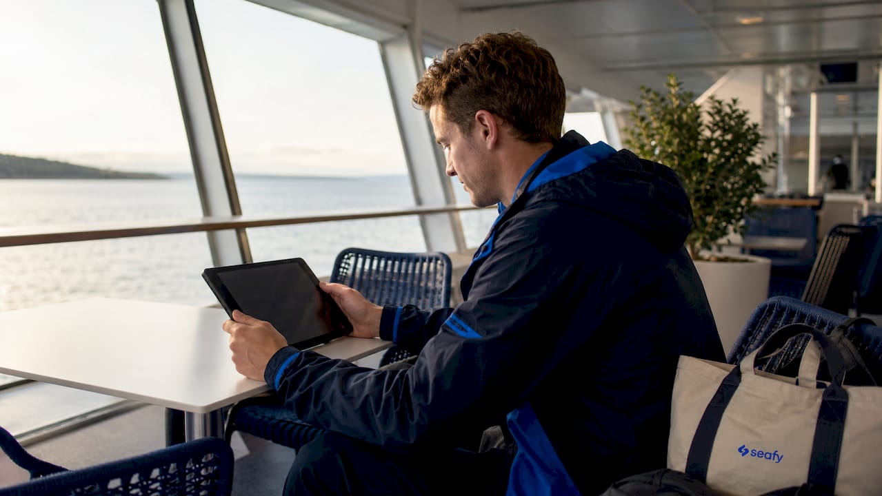 Tablet showing ferry internet usage monitoring setup