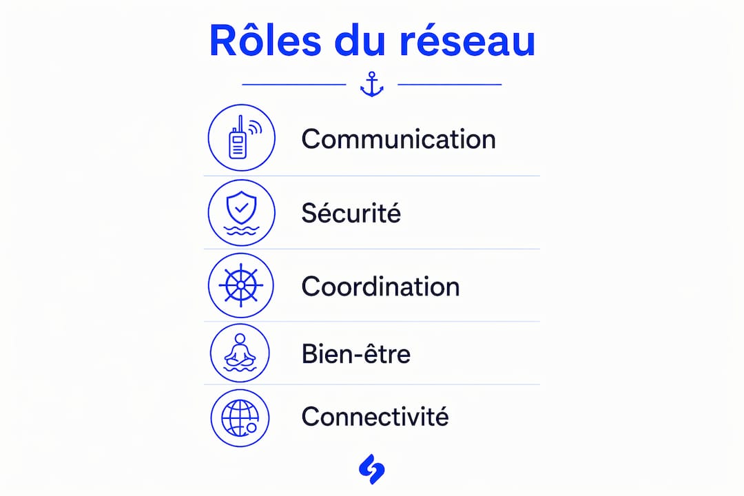 Visuel présentant les fonctions clés du réseau au sein de l’équipage