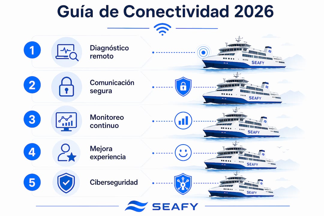 Infografía que ilustra los principales momentos en el proceso de conexión de los ferris