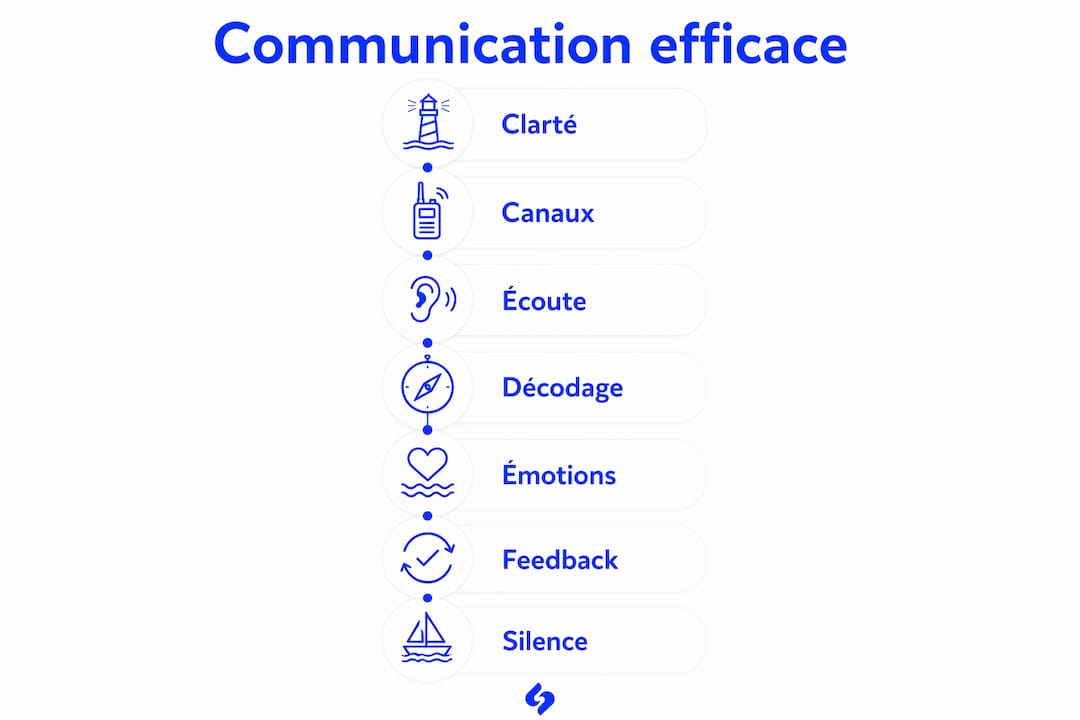 Les grandes étapes pour assurer une communication optimale à bord présentées en infographie